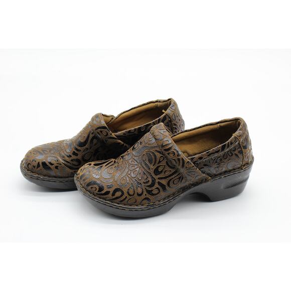 BOC Born Concepts brown paisley printed leather clogs womens 7.5 workwear nurse - Picture 3 of 8